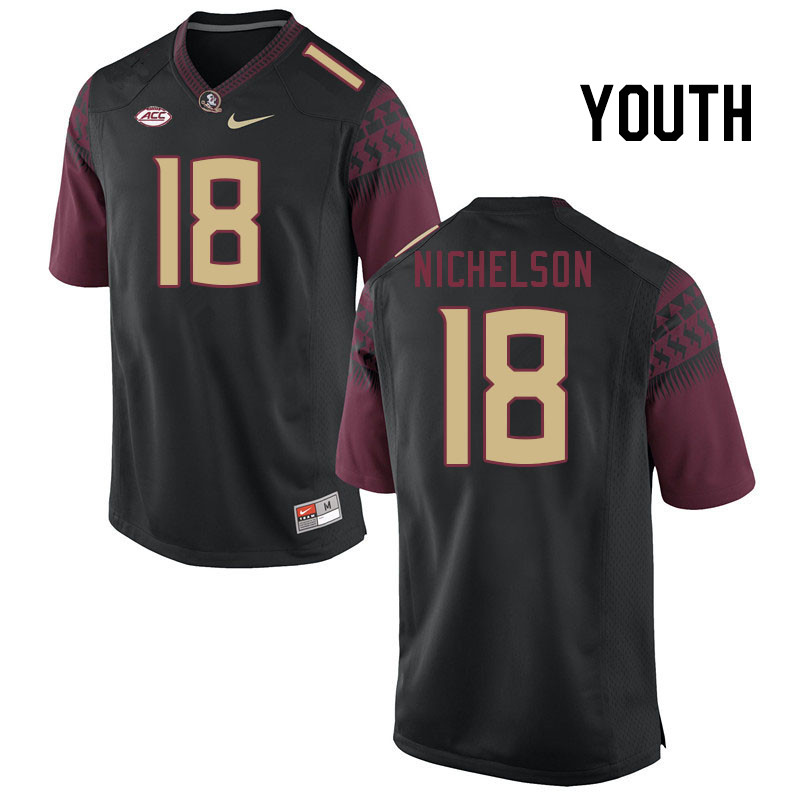 Youth #18 Blake Nichelson Florida State Seminoles College Football Jerseys Stitched Sale-Black